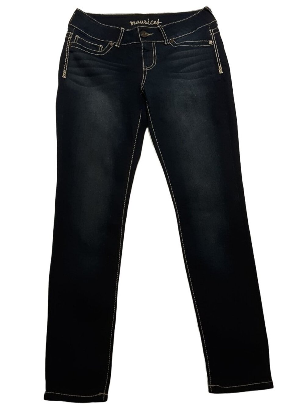 Maurices Women Dark Wash Skinny Jeans Mid-Rise Stretch Denim M-Short
